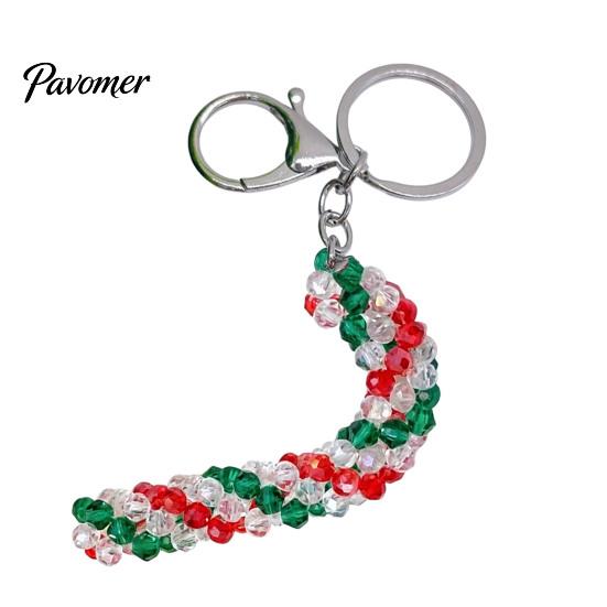 Beaded Key Holder Handmade Christmas Keychain, Xmas Tree Wreath Gift Box Bell Backpack Charm Santa Keyring, Hanging Decor for Party Favors