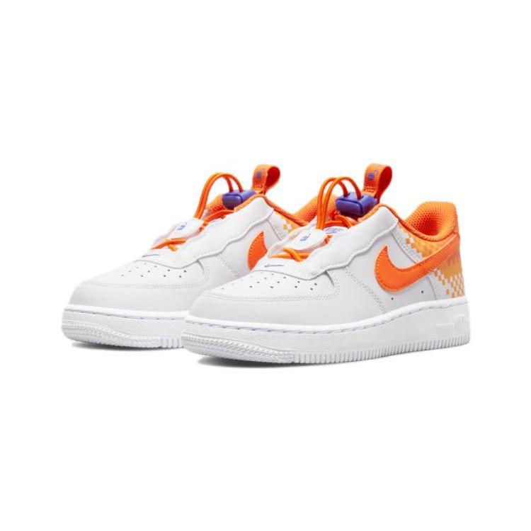 Nike Air Force 1 Toggle Leather Casual Non-Slip Durable Low-Top Kids Sneakers Kids Sneakers White Orange DR8410-181