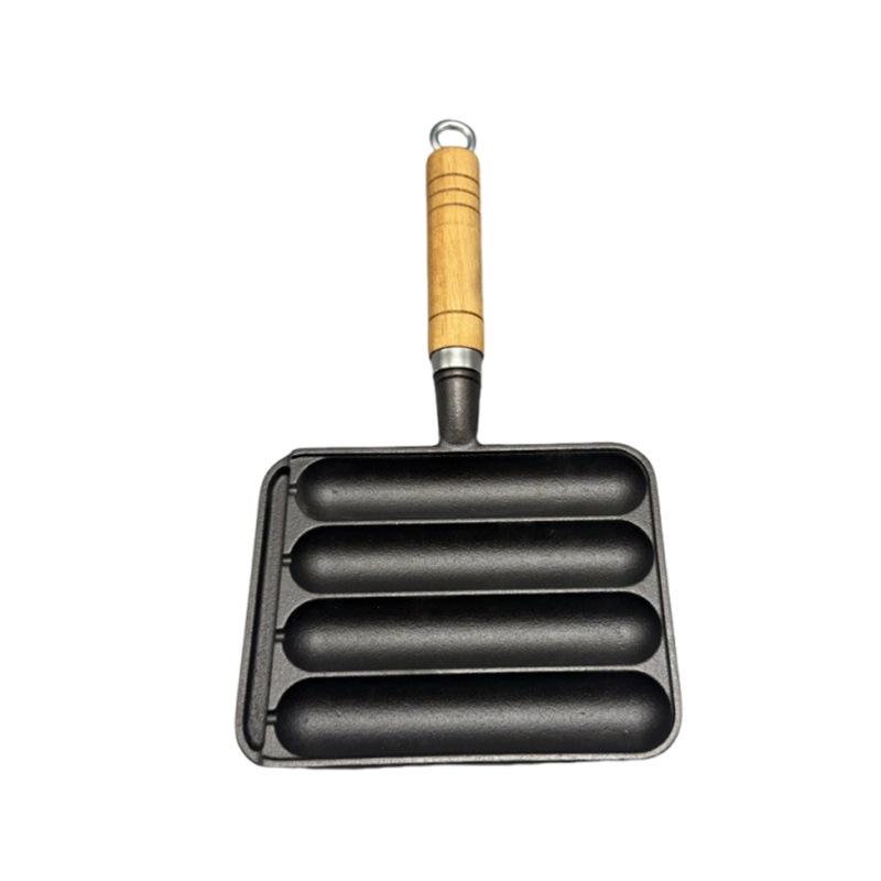 Cast Iron Sausage Grill Pan - Non-Coated, Ideal for Home or Outdoor Use