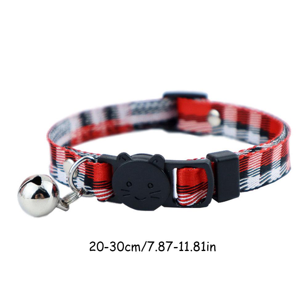 English Style Plaid Cat Collar with Bell & Cat Face Buckle - Pet Supplies Adjustable Cat Neck Strap, Cute Kitty Collar for Cats