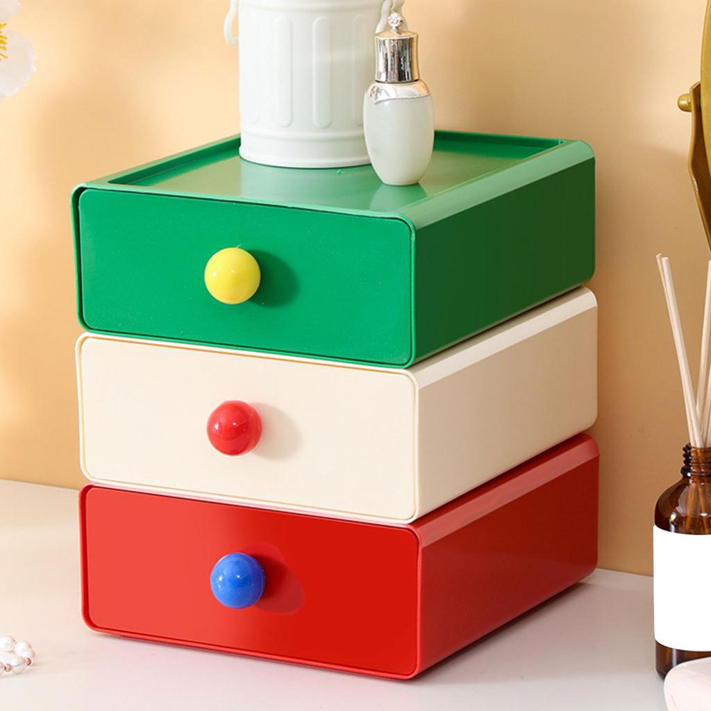 Elegant Plastic Drawer Box Stackable Dustproof Desktop Organizer Large Capacity Stationery Storage Rack for Students