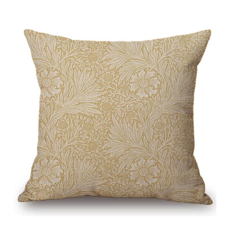 William Morris Klassiek Bloemenpatroon Pas Bay Leaf Marigold Ontwerp Katoen Linnen Decoratieve Bank Kussenhoes Auto Kussenhoes