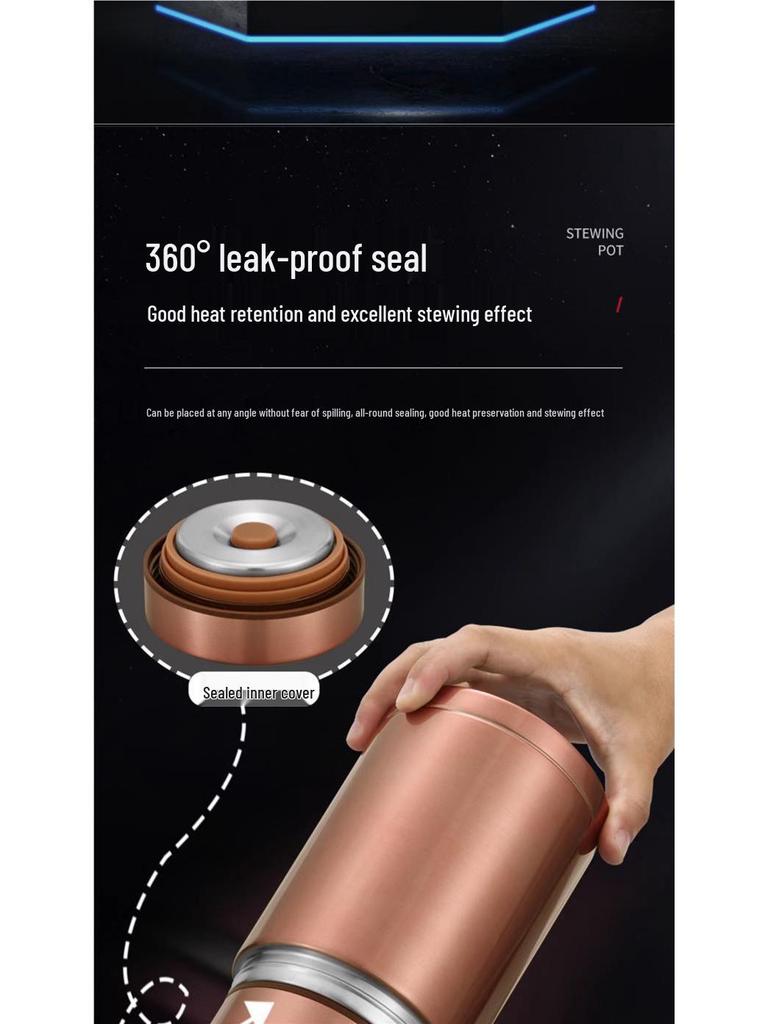 Portable Large Capacity Stainless Steel Thermos Pot: Insulated Stewing Kettle and Lunch Box for Office Women