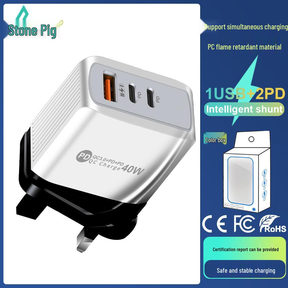 Universal Power Adapter Charger, EU/US/UK/AU Compatible, 1U+2PD