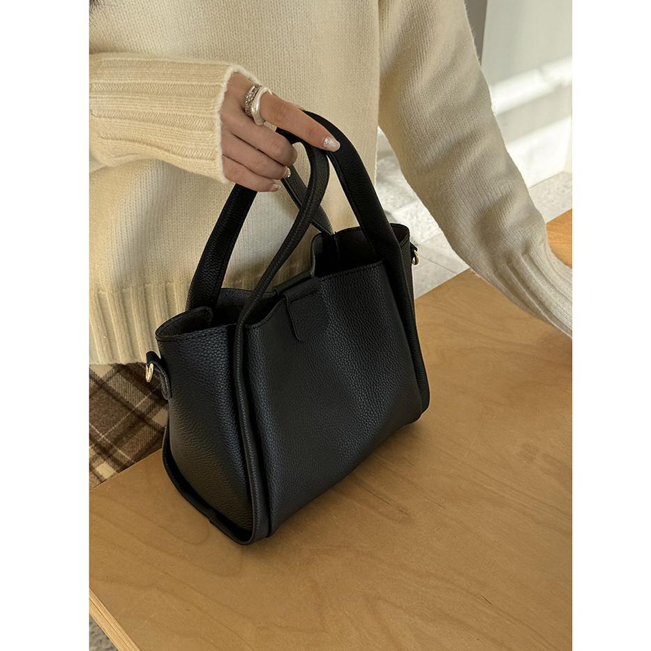 

Жіноча ретро-модна повсякденна сумочка з штучної шкіри, сумка через плече, сумка через плече, сумка-кошик для овочів, сумка-відро, ручна сумка чорний