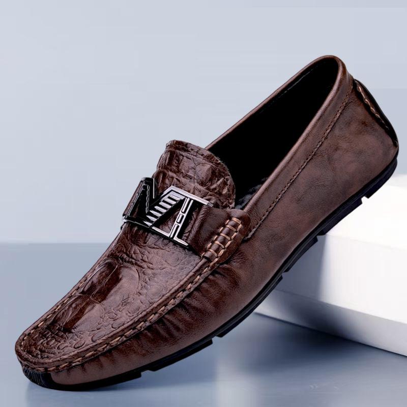 Herren 2025 Echtleder Britische Business Slipper - Atmungsaktiv, Weiche Sohle Freizeit Bohnenschuhe