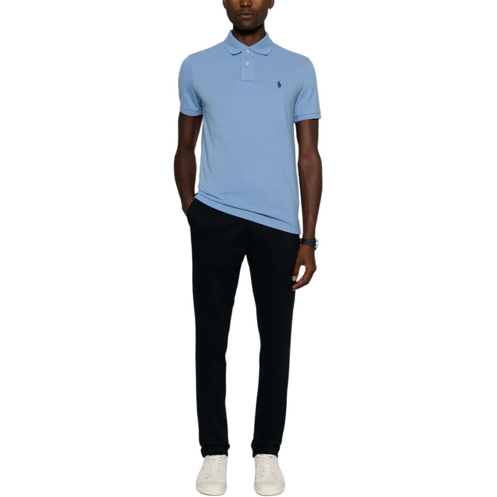 Polo Ralph Lauren Solid Color Logo Embroidered Straight Fit Short Sleeve Polo Shirt Men Tops Light-Blue 710534735-439