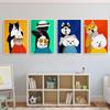 Funny Cartoon Animal Poster Modern Nordic Wall Art Dog Cat Beauty Salon Canvas Painting Cat Playing Guitar Print Home Room Decor