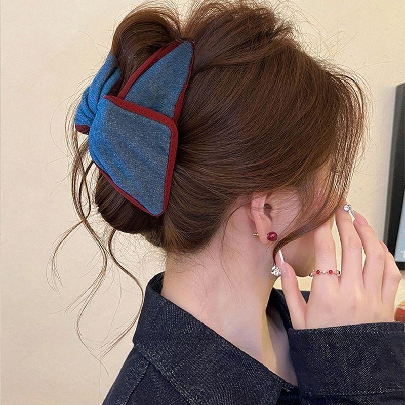 Korean Ins Striped Triangular Hair Clip For Updo At The Back Of The Head Shark Clip Hairpin Women Hair Accessory
