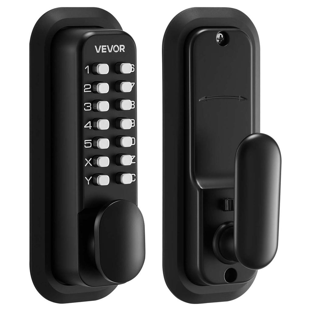 Mechanical Keyless Entry Door Lock, 2.0 Code Upgrade, 4-7 Digits Code, Single-Sided Push Button Combination Mechanical Keypad Door Knob, Auto Locking,