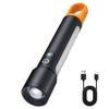 Type-C Rechargeable Multifunctional Outdoor Telescopic Zoom Flashlight Multifunctional Dual Light Source with Side Lamp