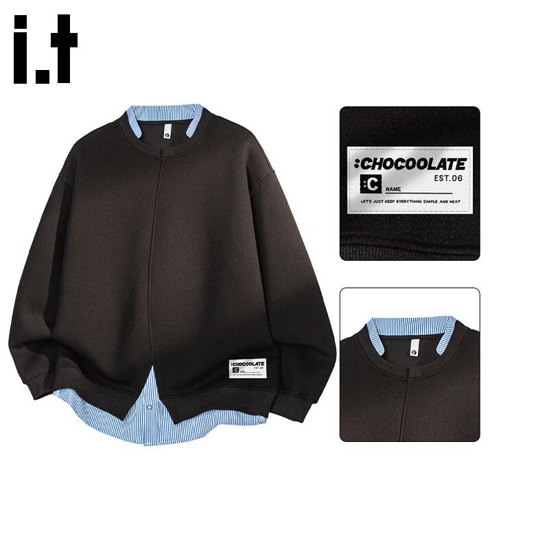 

:CHOCOOLATEit Men s Layered Design Loose Fit Sweatshirt 2XL
