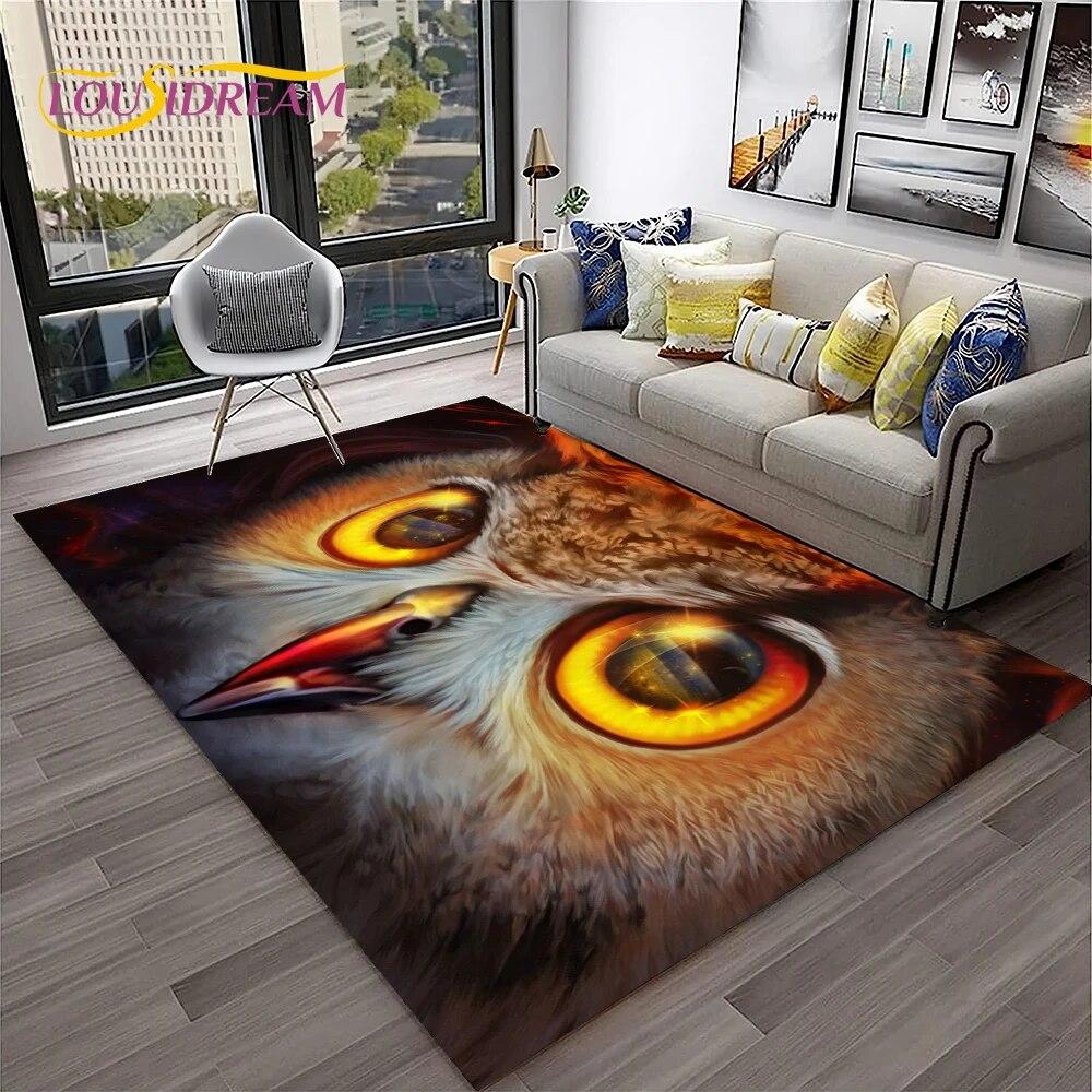 3D Cartoon Cute Owl Series Carpet Rug for Home Living Room Bedroom Sofa Kitchen Doormat Decor,Child Area Rug Non-slip Floor Mat