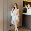 Women's Summer Ice Silk Lace Pajama Set - Sexy Japanese-Style Robe with Sling Shorts
