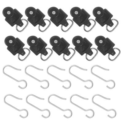 24Sets Ceiling Curtain Track Hooks Stainless Steel Drapery Track Gliders Black Smooth Sliding Shower Rail Hook Replacement