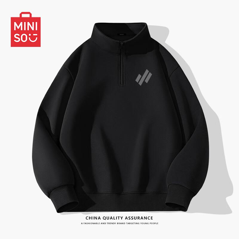 MINISO Men's Stand-Collar Heavyweight Pullover Sweatshirt