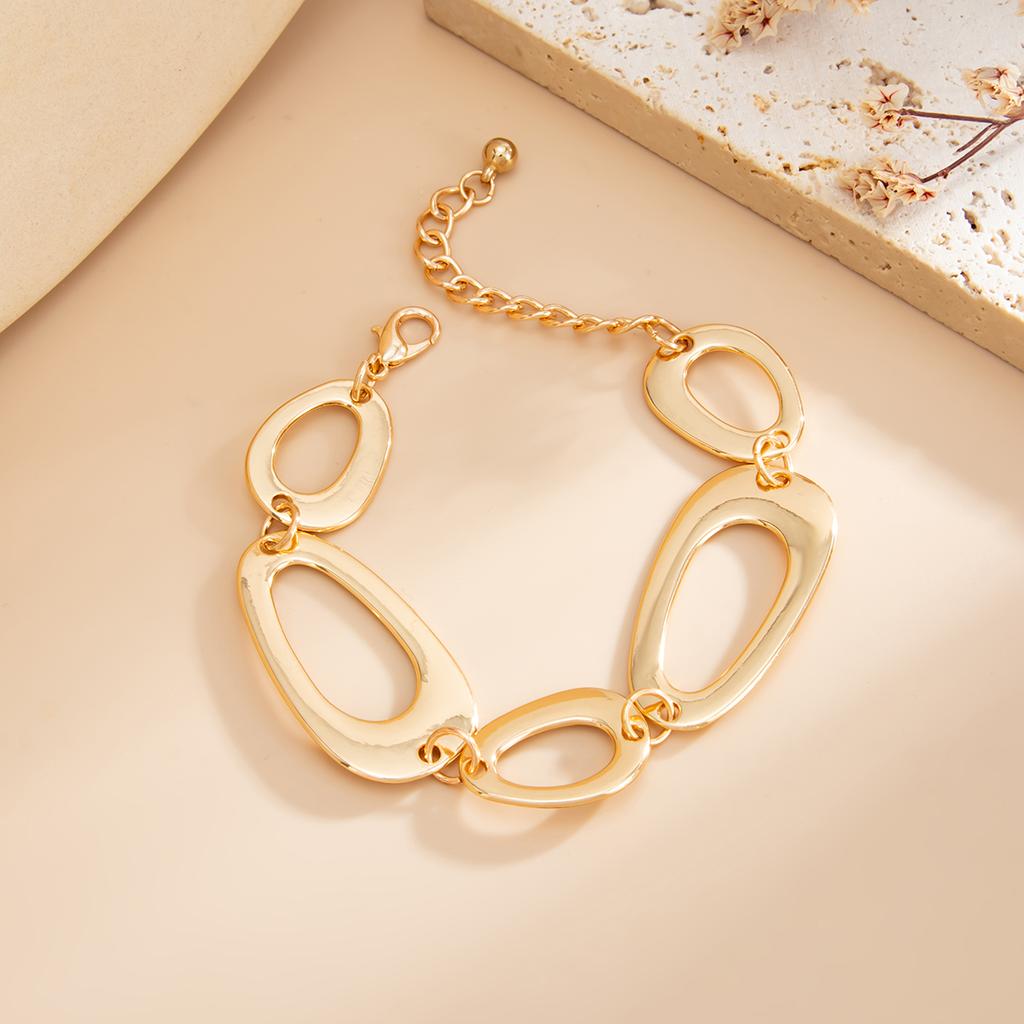 Ingemark Trendy Simple Irregular Hollow Geometry Bracelet for Woman Hip Hop Charm Gold Color Metal Bangles Couple Jewelry Gifts