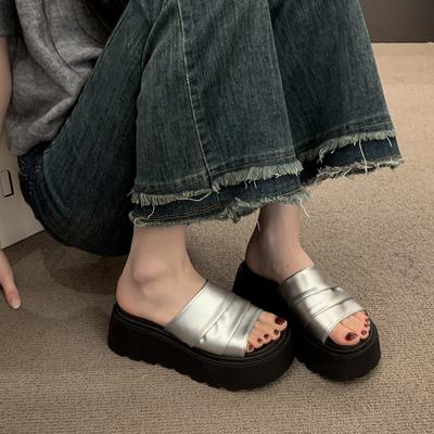 Fashion Summer Women Platform Thick Bottom Slippers Open Toe Slide Ladies Casual Beach Vacation Sandalias