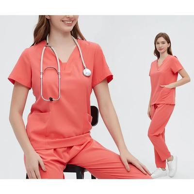 Women's  Jogger Scrub Set Nursing Uniform  Stretch Scrub Top and Pant Workwear  Spa Uniform Scrub Coat