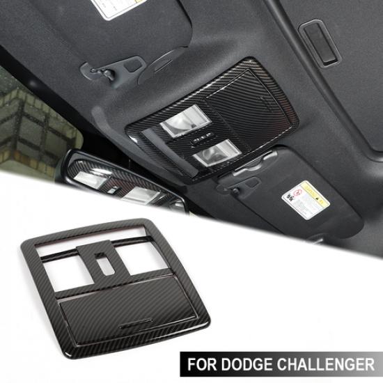 Carbon Fiber Roof Reading Light Lamp Frame Trim for Dodge Challenger 2010+ABS
