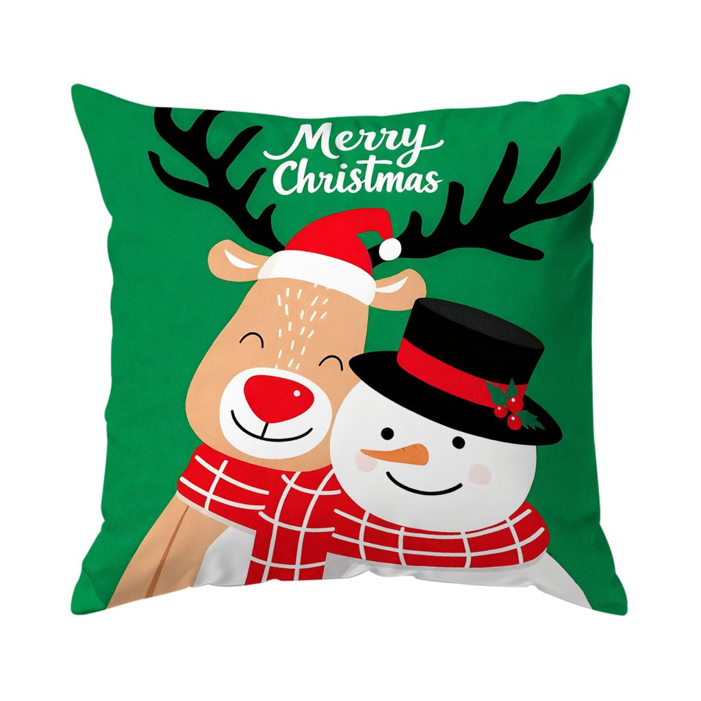 Christmas Elk And Snowman Decorative Cushions Pillowcase Polyester Cushion Cover Throw Pillow Sofa Decoration Pillowcover