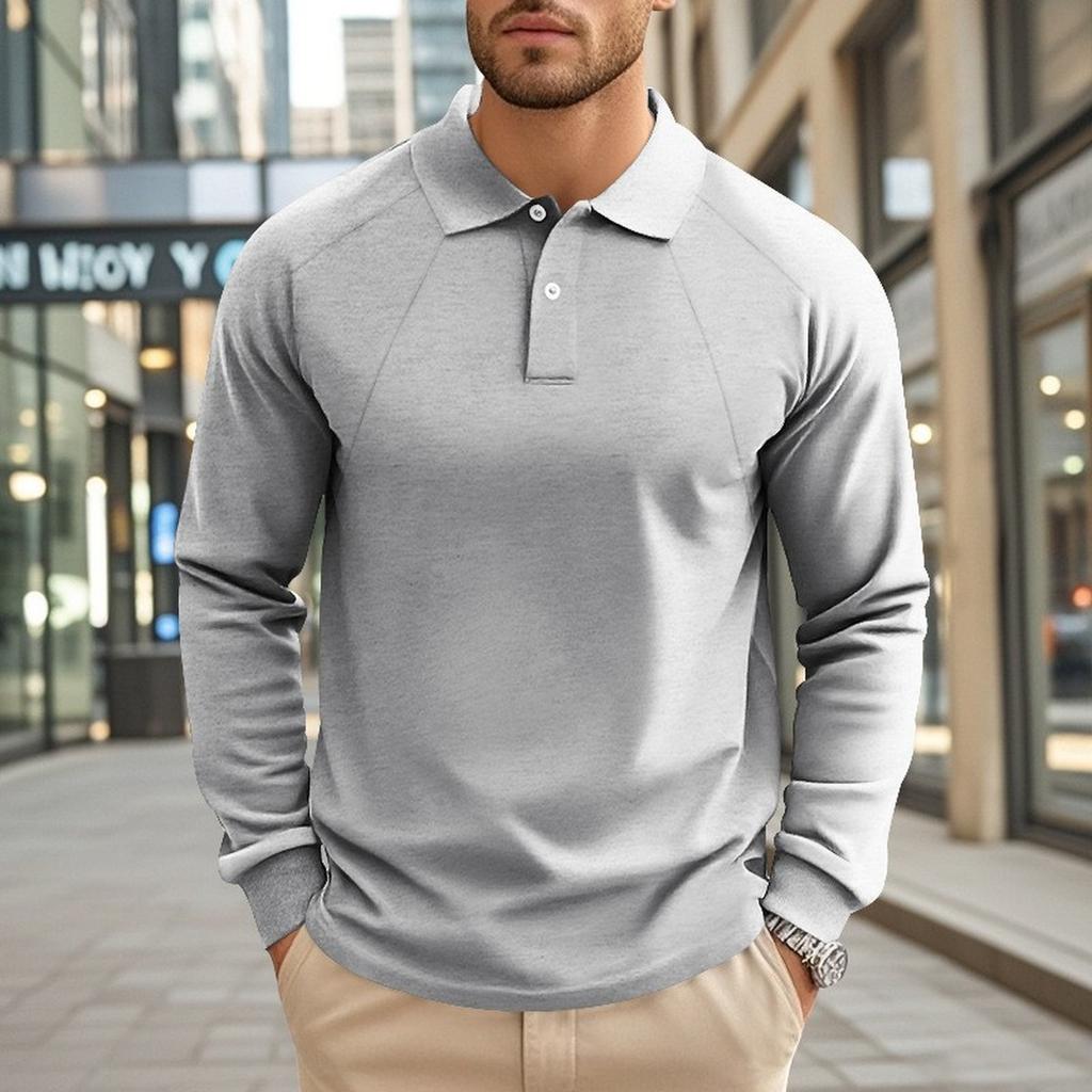 Men's Solid Color Casual Base Retro Raglan Long Sleeved Shirt
