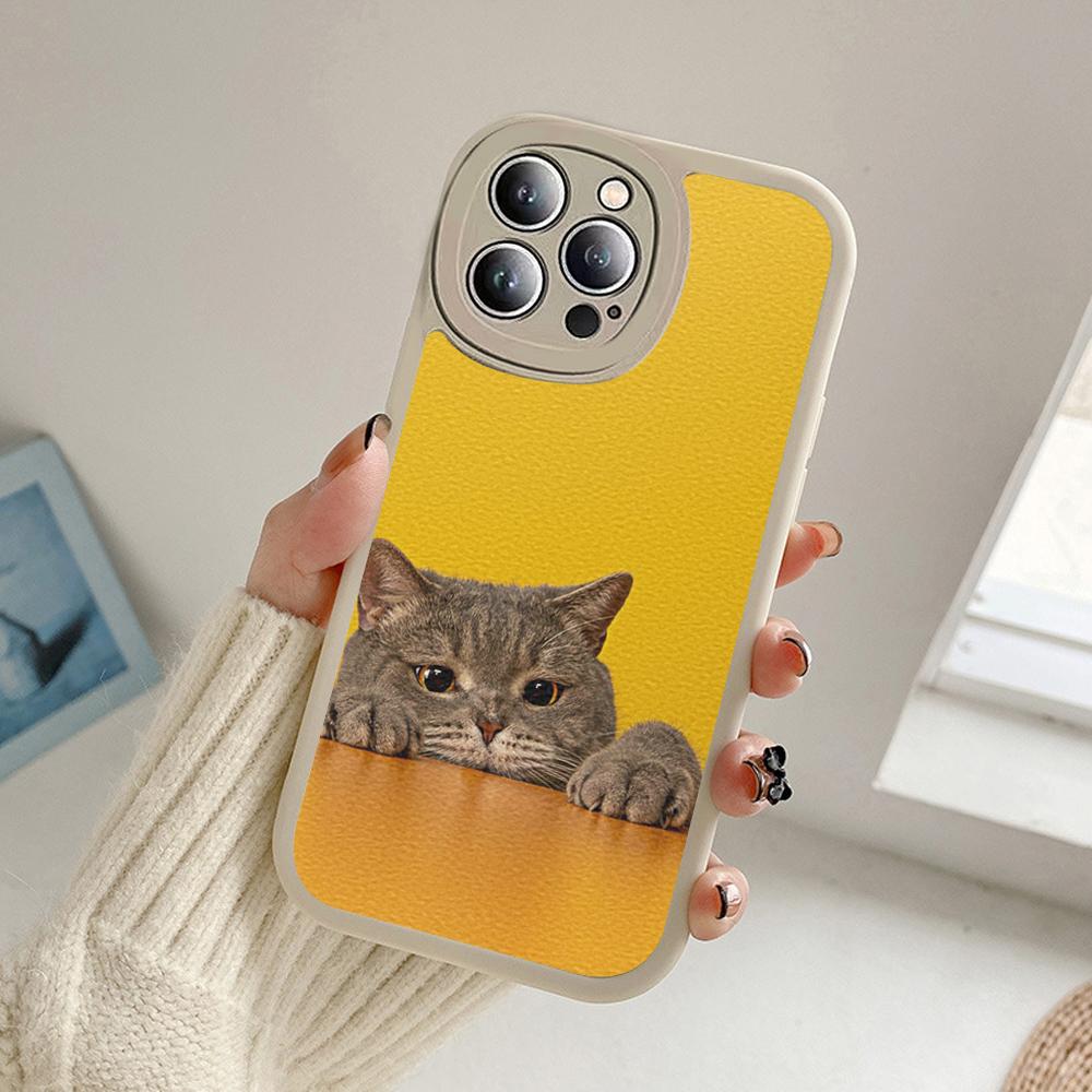 For Iphone 14 Funny Cartoon Cat Phone Case for Iphone 14 13 11 12 Pro MAX 13 12 MiNi 7 8 14 Plus SE2020 X XS XR Lambskin Covers