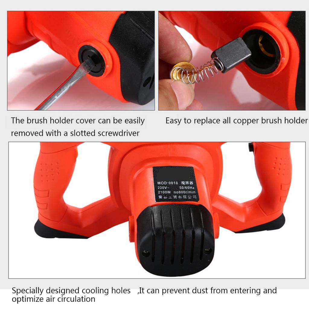 220V Electric Mortar Mixer Putty Powder Mixing Machine Dual High Low Gear 6 Speed Handheld Paint Cement Grout 2300W