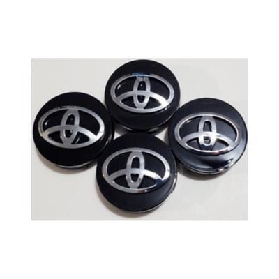 4x Tappi Centrali Cerchi in Lega Toyota Logo Nero/Cromo 62mm Camry/Corolla