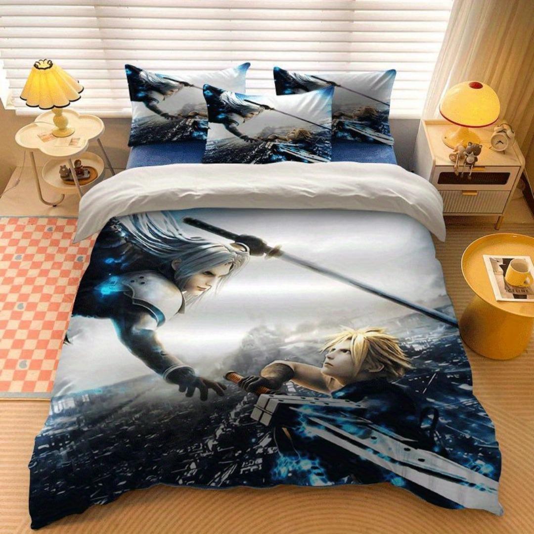 

2/3pcs Quilt Cover Set with Claude and Sephiroth Print Quilt Cover Set Contains Quilt Cover and Pillowcases US Twin(172x218cm)
