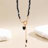 Fashion Vintage Black Geometric Crystal Chain Zircon Crystal Heart-Shaped Pendant Necklace for Women Female Boho Jewelry