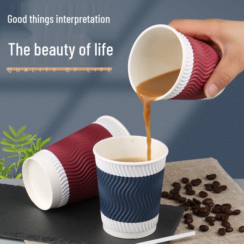 Disposable Red Corrugated Coffee Paper Cups