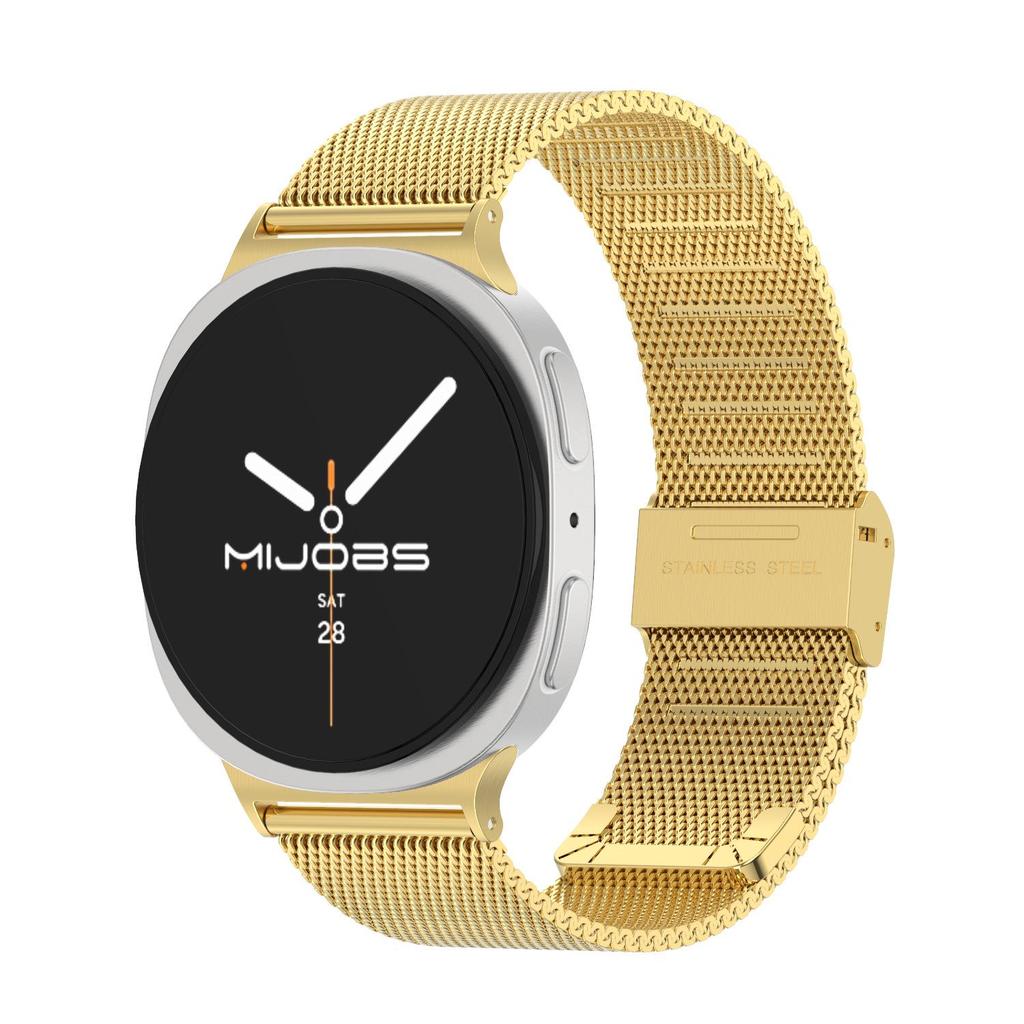 Compatible with Samsung Watch8/Ultra: Stainless Steel Milanese Magnetic Strap with Three-Bead Design and Steel End Links.