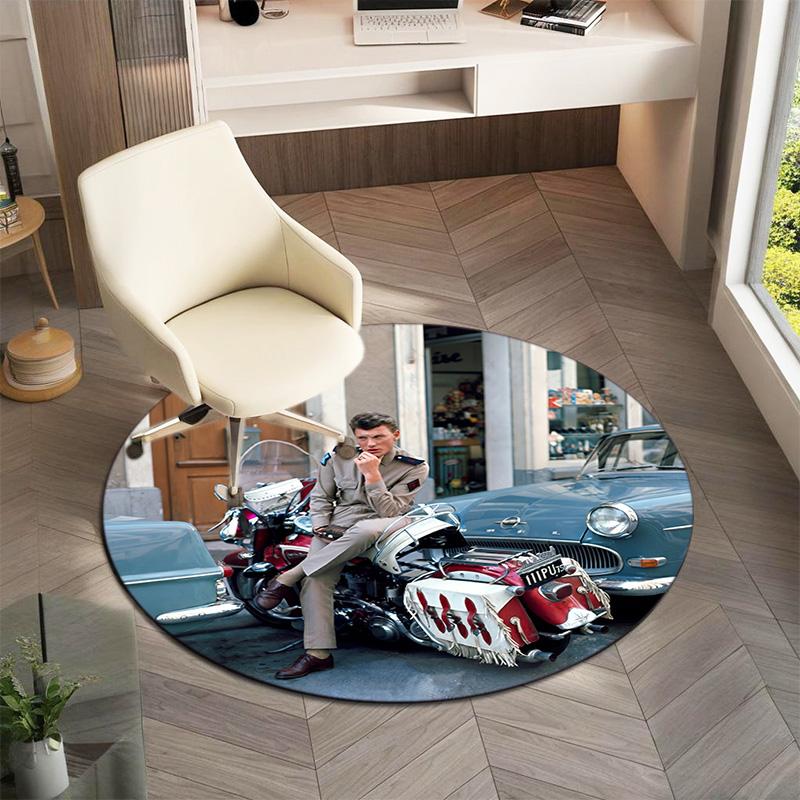 French legendary rock singer and actor Johnny Hallyday Round Carpet Soft Home Decoration Corridor Table and Chair Anti slip Outdoor Floor Mat rug H1