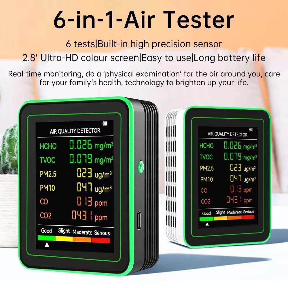 Automatic Display Air Detector 6 in 1 Carbon Dioxide Detector Air Quality Monitor  Travel