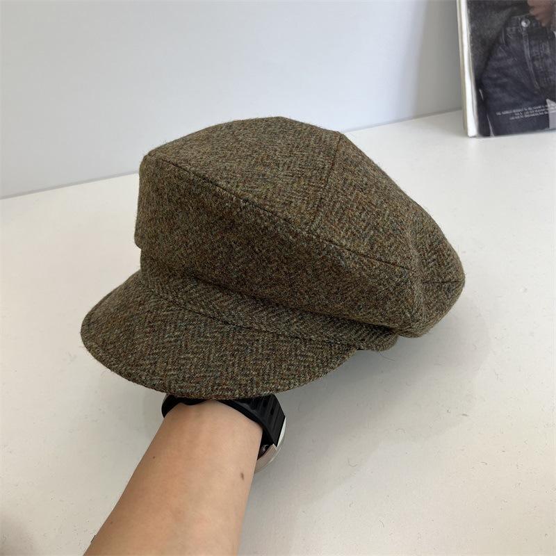 

Шерсть, Восьмиугольная шляпа Детский осенне-зимний берет Британский винтажный Универсальная теплая шляпа Шляпа газетчика Художник M（56-58cm） армия зеленый