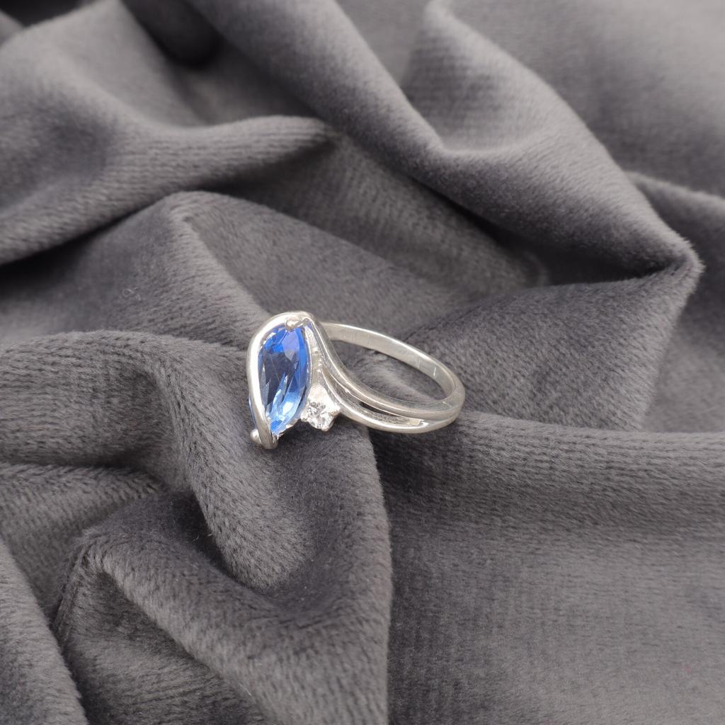 Natural Tanzanite Gemstone 925 Sterling Silver Jewelry Zircon Ring Gift For Wife CZR-8-9