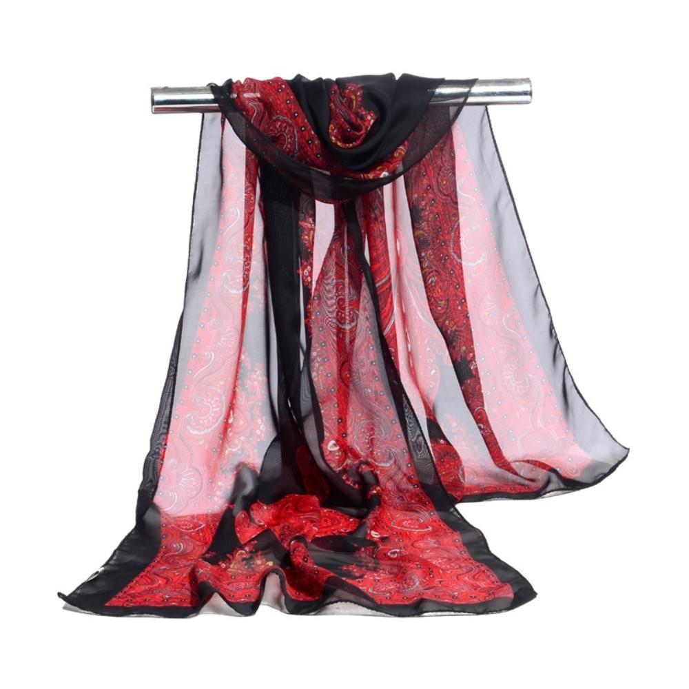 160*50cm Long Wrap Shawl Sunscreen Beach Gauze Scarf Elegant Chiffon Scarf for Women