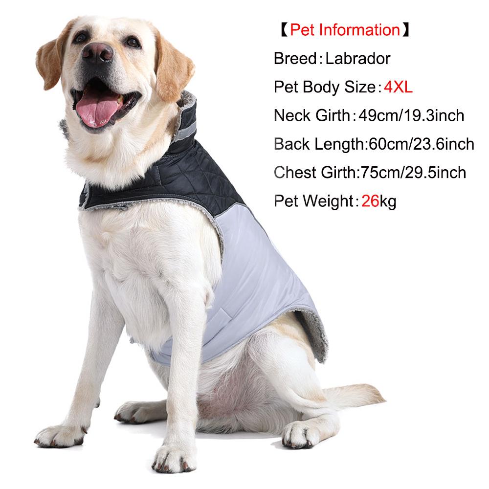 Fleece Warm Dog Clothes With D-ring Thicken Reflective Pets Vest Coat For Winter Waterproof Plaid Pet Jacket Small Large Dogs