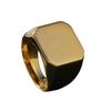 New Trendy Men's Stainless Steel Beveled Glossy Square Ring Gold Plated Jewelry