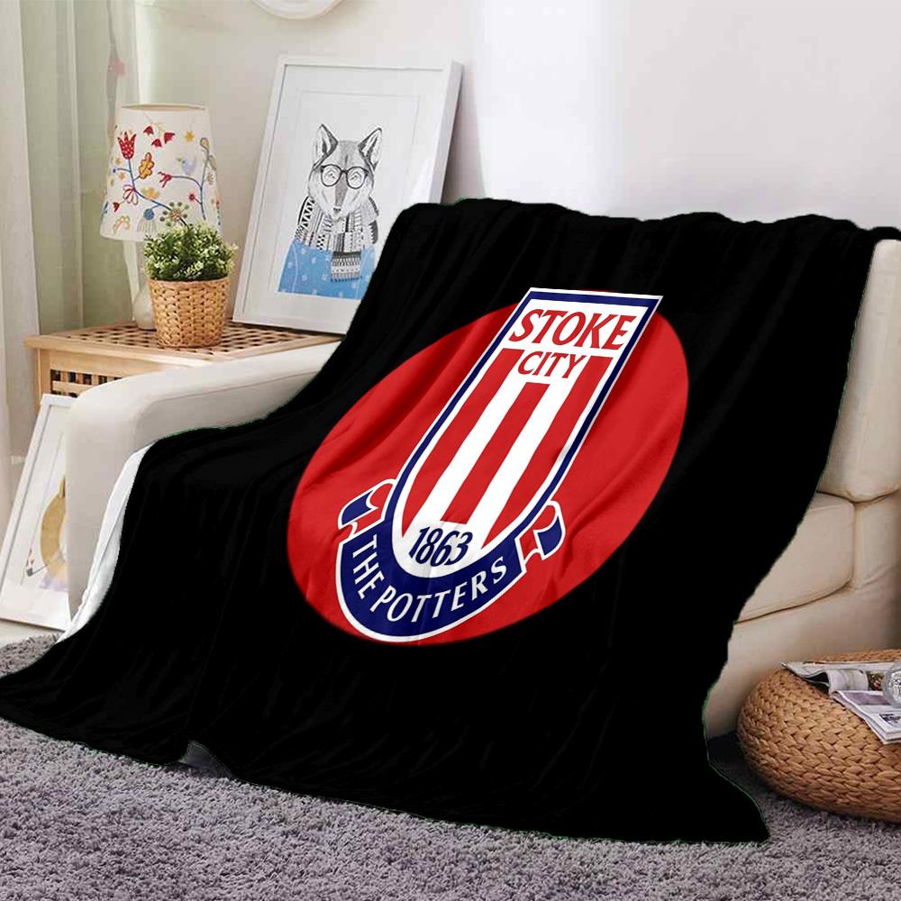 Stoke City Football Club Flannel Blanket, Soft Polyester, Modern Design, All-Season for Camping, Travel, Gifts for Holidays or Birthdays