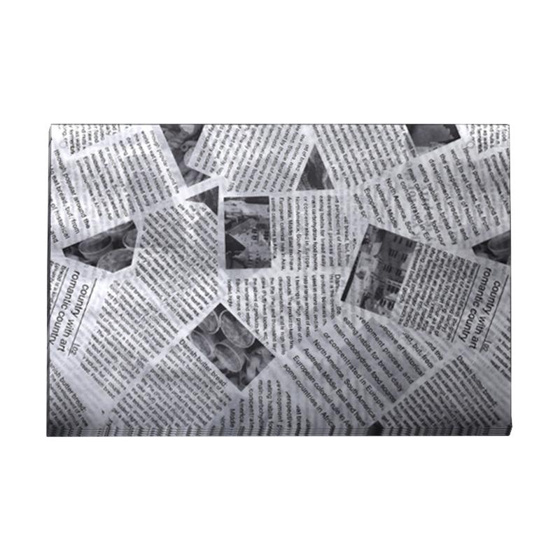 

100x Greaseproof Paper Sheets Newspaper Printing Style for Bread Fries Wrapping L білий