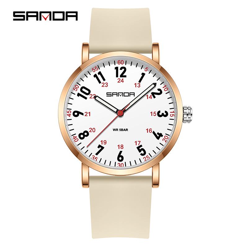 SANDA Korean Style Luminous Quartz Student Nurse Watch - Simple, Waterproof