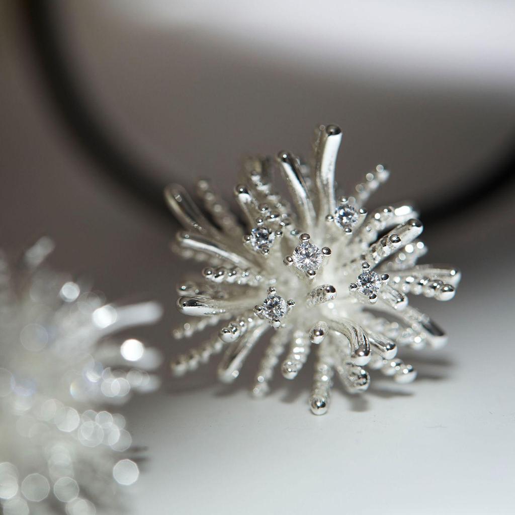 Pure White Dandelion Stud Earrings - Retro Temperament, Absolutely Beautiful Fireworks Design, Mosquito Coil Ear Clips.