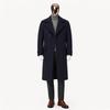 Herren Premium Wollmischung Zweireihiger Langer Peacoat