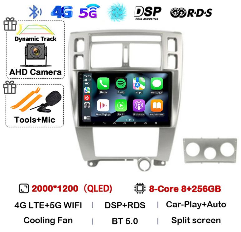 Android 14 Carplay Auto WIFI+4G For Hyundai Tucson 2004 2005 2006 2007 2008 2009 Car Radio Multimedia Video Player GPS Stereo BT