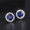 Jewelry Three-piece Blue Zircon Stud Earrings Versatile Women's Sapphire Bracelet Royal Sapphire Necklace