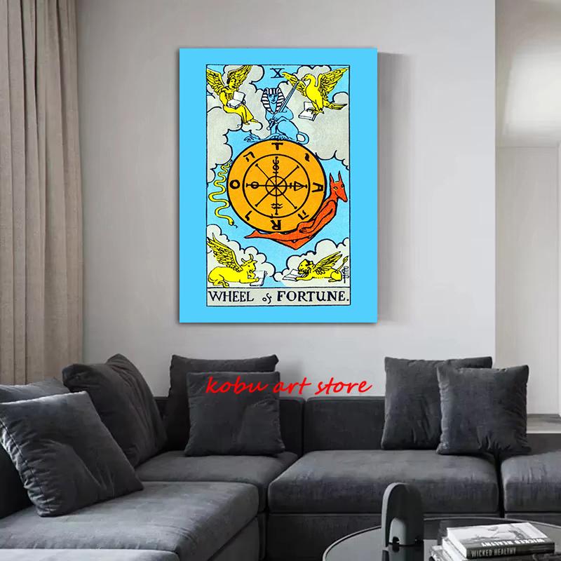 Vintage Rider Waite Tarot Card Fool Magician Hierophant Death Poster Print Canvas Painting Wall Art Picture for Room Home Decor