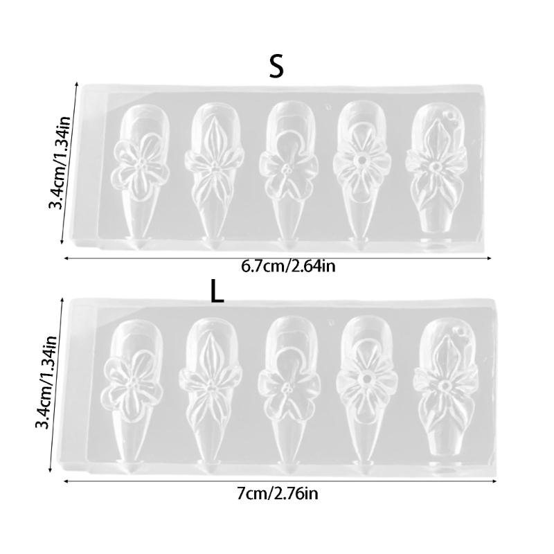 Clear Silicone Nail Art Mold, 3D Floral Cavity Plate for Raised Manicure Styling, Salon Detailing and DIY Craft Use