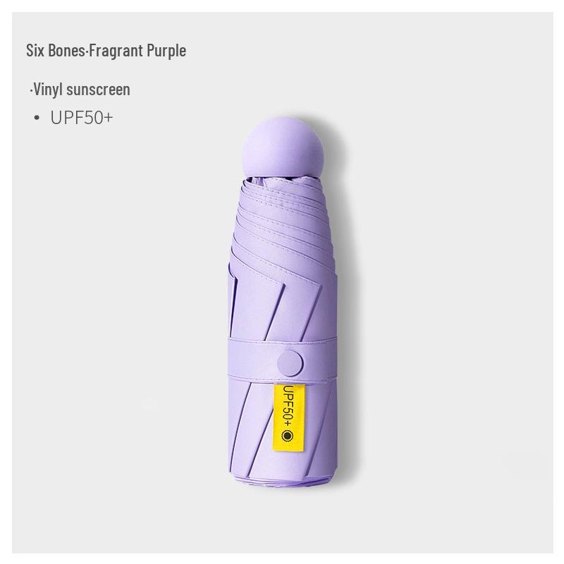 Kompakter ultraleichter fünffach faltbarer Vinyl-Sonnenschirm für Sonne und Regen